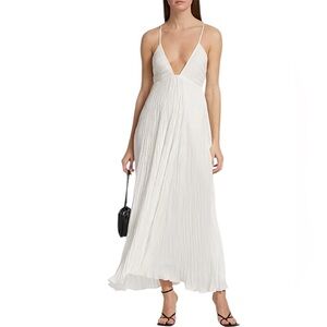 New A.L.C. Angelina White Pleated Satin Dress